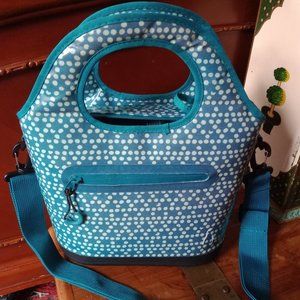 Tote Bag Purse Lunch Box Picnic Beach - Med Size Green Polka Dots Olivet lined